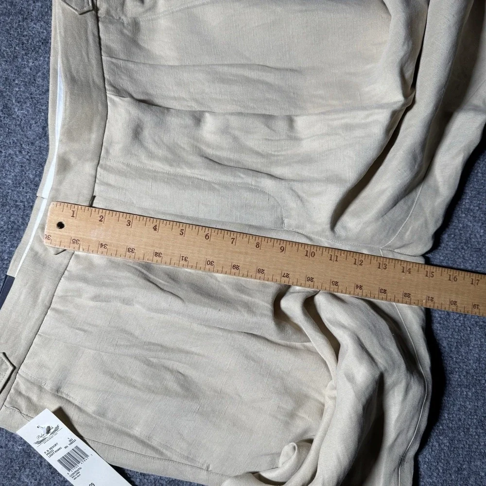 Palm Beach Collections Silk & Linen Trouser Pants Beige Pleated Men 34x29 NWT